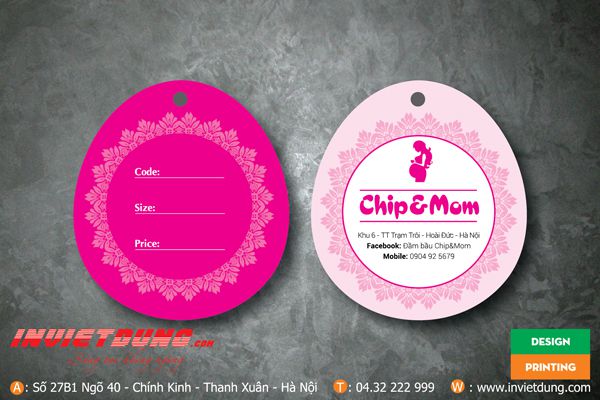Tem mác quần áo hình trái dừa 4.5x5 cm mẹ và bé